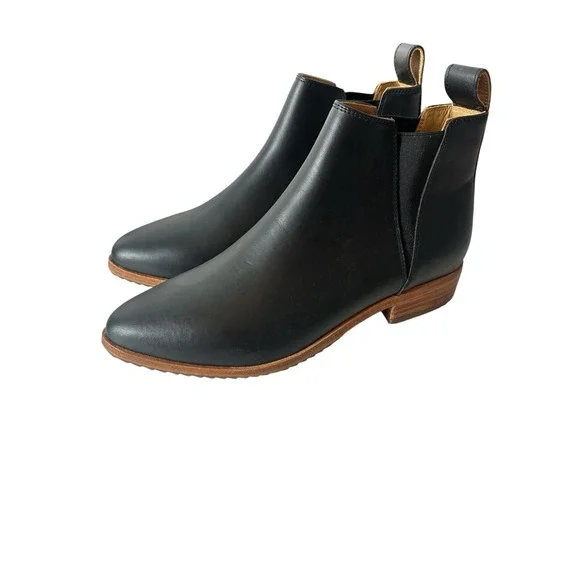 New Nisolo Eva Chelsea Boots Women's Size 8 Black Leather‎ Ankle Slip On Booties